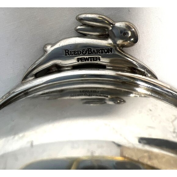 Reed & Barton Pewter Baby Bowl With Bunny Handles & Duck Motif - Picture 4 of 4